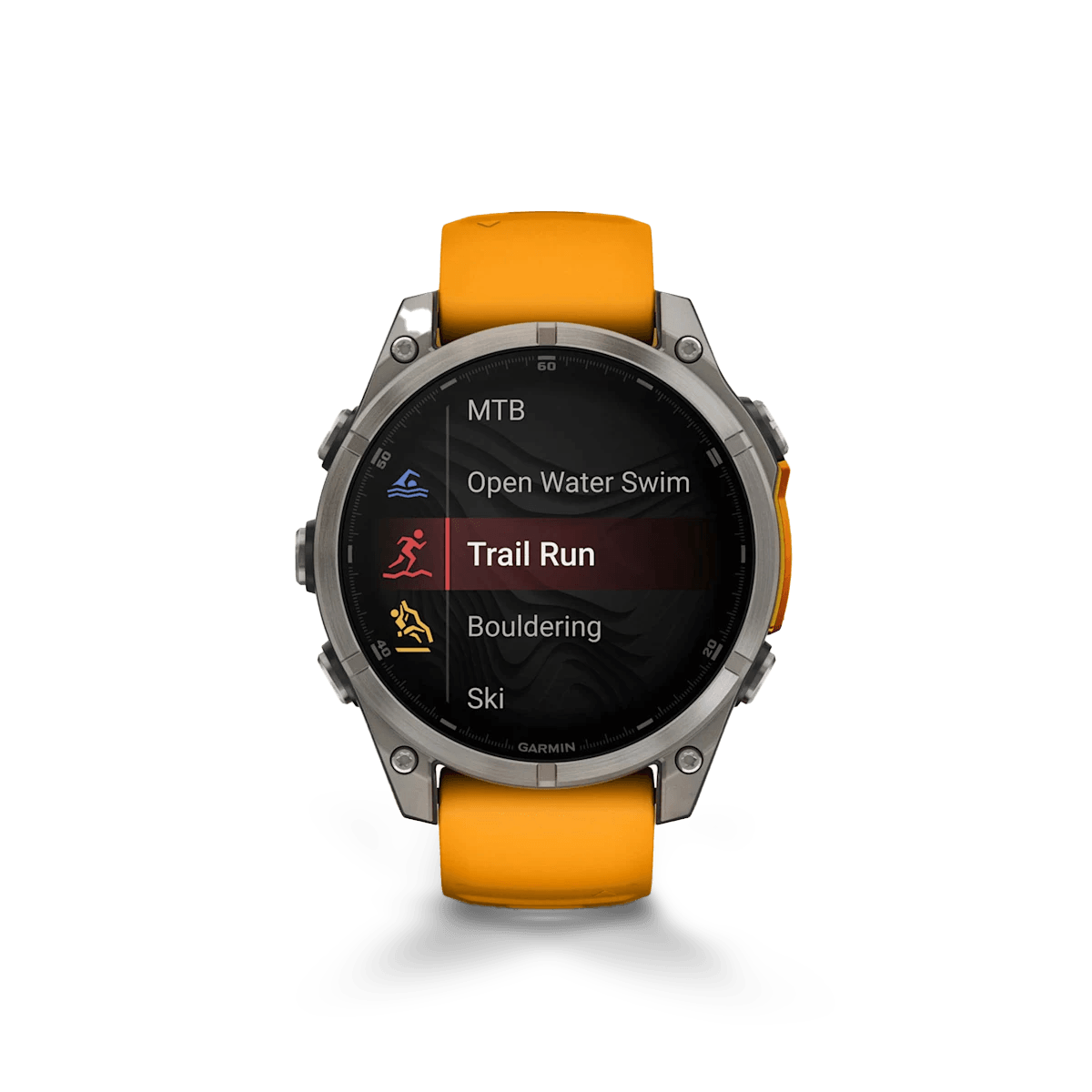 Garmin Fenix 8 AMOLED Sapphire — Naranja